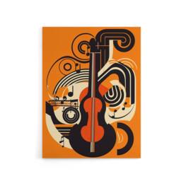 "Artery8 Abstract Guitar Graphic Music Canvas Wall Art Print in Orange - Size: W18"" x H24""" - thumbnail 1