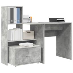 Berkfield Home with Drawer with Shelf Concrete grey 131.5 x 50 x 106.5 cm Engineered wood - thumbnail 3