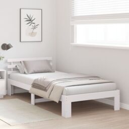 Berkfield Home Wood Bed Frame White Wood 100 x 200 cm Minimalistic Bed Frame - thumbnail 5