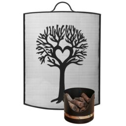 Dibor Black & Nickel Coal, Log, Kindling Bucket with Tree Fireguard - thumbnail 1