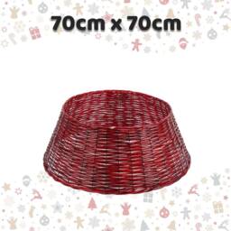 VFM e-Store Christmas Tree Skirt Decoration 70cm x 70cm Red X 1 - Size: 70 cm x 70 cm - thumbnail 2