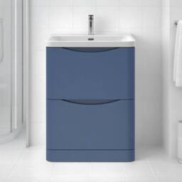 Balterley Bathroom Floor Standing 2 Drawer Vanity, Ceramic Basin, Blue, 600mm in Blue - thumbnail 6