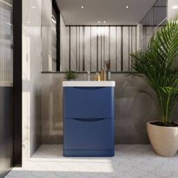 Balterley Bathroom Floor Standing 2 Drawer Vanity, Ceramic Basin, Blue, 600mm in Blue - thumbnail 2