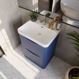 Balterley Bathroom Floor Standing 2 Drawer Vanity, Ceramic Basin, Blue, 600mm in Blue - thumbnail 3