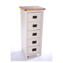 Cabinet Bits Argenta 5 Drawer Narrow Chest of Drawers Bras Drop Handle in Light Grey - thumbnail 3