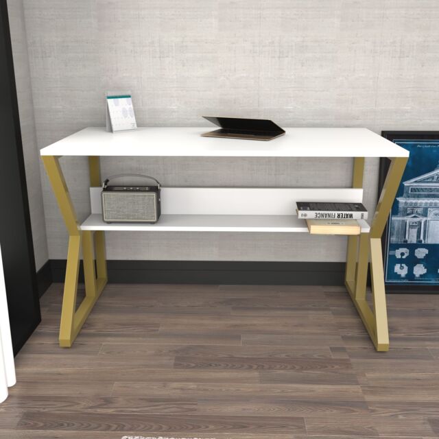Decorotika Wake Study & Writing Desk in Metallic Gold - image 1