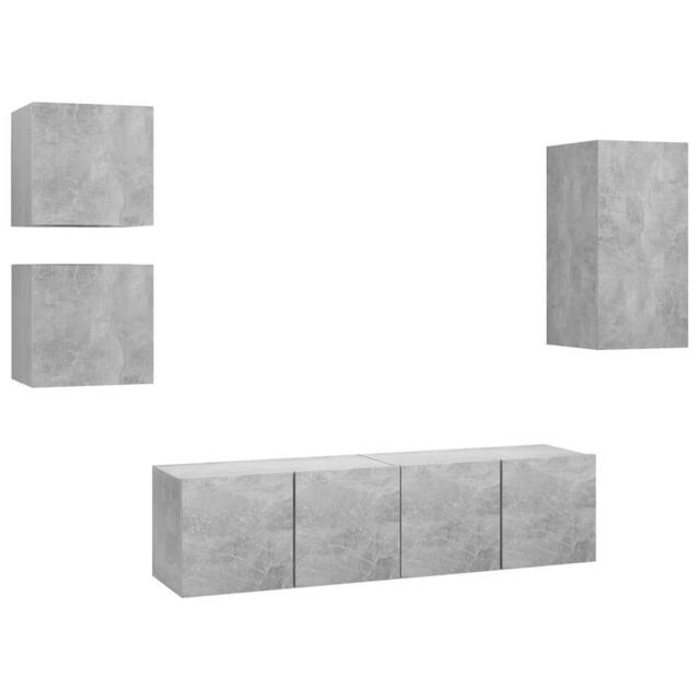 Berkfield Home 5 Piece TV Cabinet Set Concrete Grey Engineered Wood - image 1