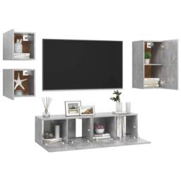Berkfield Home 5 Piece TV Cabinet Set Concrete Grey Engineered Wood - thumbnail 3