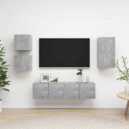 Berkfield Home 5 Piece TV Cabinet Set Concrete Grey Engineered Wood - thumbnail 2