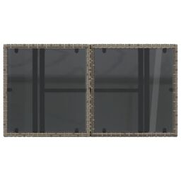 Berkfield Home Garden Table with Glass Top Grey 100x55x73 cm Poly Rattan - Size: 100 x 55 x 73 cm - thumbnail 9