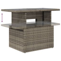 Berkfield Home Garden Table with Glass Top Grey 100x55x73 cm Poly Rattan - Size: 100 x 55 x 73 cm - thumbnail 8