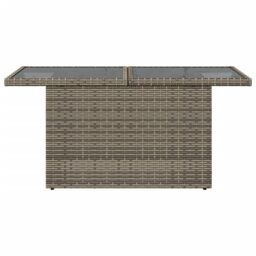 Berkfield Home Garden Table with Glass Top Grey 100x55x73 cm Poly Rattan - Size: 100 x 55 x 73 cm - thumbnail 5