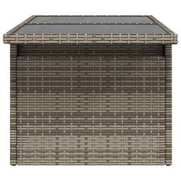 Berkfield Home Garden Table with Glass Top Grey 100x55x73 cm Poly Rattan - Size: 100 x 55 x 73 cm - thumbnail 6