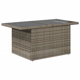 Berkfield Home Garden Table with Glass Top Grey 100x55x73 cm Poly Rattan - Size: 100 x 55 x 73 cm - thumbnail 4