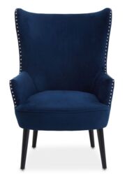 Orsina Blue Wingback Lounge Arm Chair, High Back Fabric Living Room Chair, Mid Century Arm Chair with Fabric - thumbnail 6
