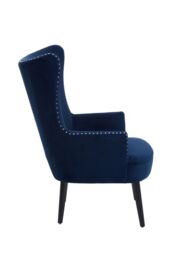 Orsina Blue Wingback Lounge Arm Chair, High Back Fabric Living Room Chair, Mid Century Arm Chair with Fabric - thumbnail 4
