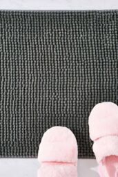 OHS Chenille Bath Mat Noodle Absorbent Non-Slip Soft Shower in Dark Grey - thumbnail 5