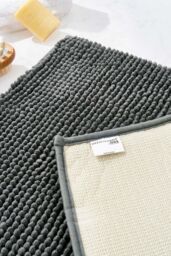 OHS Chenille Bath Mat Noodle Absorbent Non-Slip Soft Shower in Dark Grey - thumbnail 2