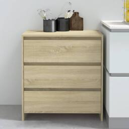 Berkfield Home Sideboard Sonoma Oak 70x41x75 cm Engineered Wood in Light Tan - Size: 70 x 41 x 75 cm - thumbnail 2