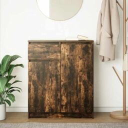 Berkfield Home Sideboard with Drawer Smoked Oak 71x35x84 cm Engineered Wood in Brown - Size: 71 x 35 x 84 cm - thumbnail 3