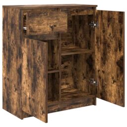 Berkfield Home Sideboard with Drawer Smoked Oak 71x35x84 cm Engineered Wood in Brown - Size: 71 x 35 x 84 cm - thumbnail 5