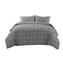 Snug City Box Dot Pattern Duvet Cover Set Soft Easy Care Contemporary Bedding in Grey - Size: Super King - thumbnail 2