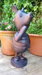 Inspirational Gifting Piglet Garden Sculpture Ornament Decor Statue Large in Bronze - thumbnail 2