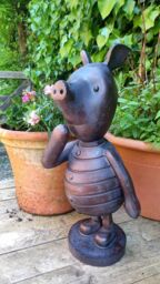 Inspirational Gifting Piglet Garden Sculpture Ornament Decor Statue Large in Bronze - thumbnail 1