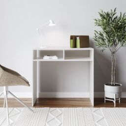 EONLION 80cm White Wood Console Table PC Laptop Computer Desk Office - thumbnail 4