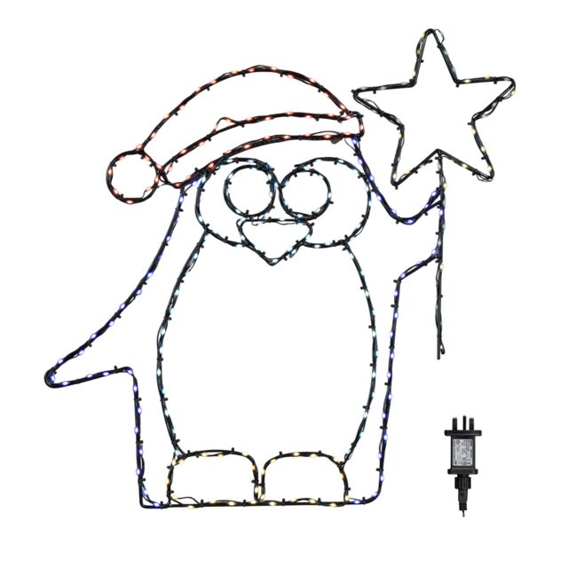 Samuel Alexander 58cm x 52cm FlexiBrights Penguin with Star & 221 Multi-Coloured LEDs - Size: 58 cm x 52 cm - image 1