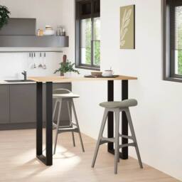 Berkfield Home Coffee Table Legs U-Shaped 2 pcs Black 60x(110-111) cm Steel - thumbnail 2