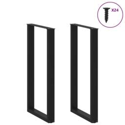 Berkfield Home Coffee Table Legs U-Shaped 2 pcs Black 60x(110-111) cm Steel - thumbnail 3
