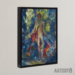 "Artery8 Huntsman With Two Dogs Arnold Weisz Kubincan Black Framed Canvas Art in Blue - Size: W12"" x H16""" - thumbnail 2