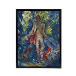 "Artery8 Huntsman With Two Dogs Arnold Weisz Kubincan Black Framed Canvas Art in Blue - Size: W12"" x H16""" - thumbnail 1