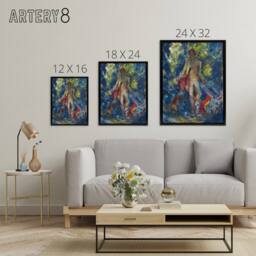 "Artery8 Huntsman With Two Dogs Arnold Weisz Kubincan Black Framed Canvas Art in Blue - Size: W12"" x H16""" - thumbnail 4
