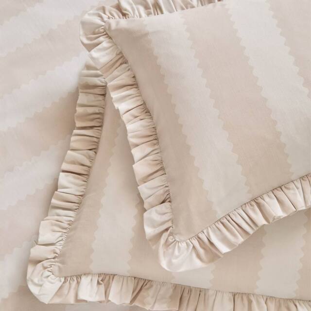 Furn Birdie Stripe Ruffle Pillowcase Pair in Natural - Size: Standard Pillow Case - image 1