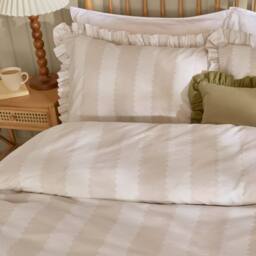 Furn Birdie Stripe Ruffle Pillowcase Pair in Natural - Size: Standard Pillow Case - thumbnail 2