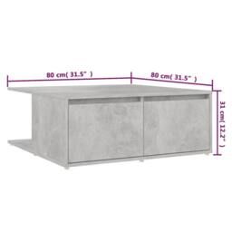 Berkfield Home Durable Coffee Table Concrete Grey 80x80x31 cm Engineered Wood - Size: 80 x 80 x 31 cm - thumbnail 7