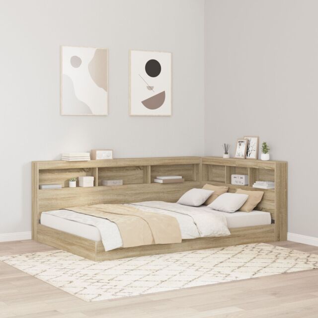 Berkfield Home Storage Headboard with Shelf Sonoma oak 120 cm Engineered wood in Brown - image 1