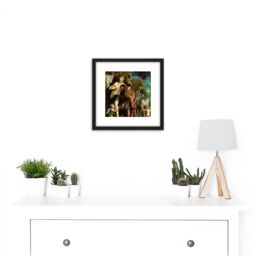 Artery8 Veronese Mars & Venus United By Love Painting 8X8 Inch Square Wooden Framed Wall Art Print Picture with Mount in Black - thumbnail 2