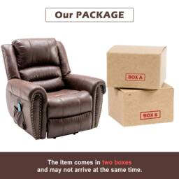 Matteo Oversized Power Lift Recliner - Massage & Heat, Faux Leather with USB in Brown - thumbnail 5