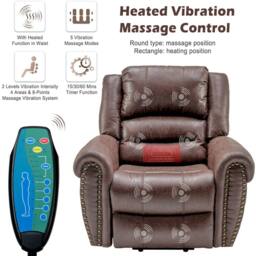 Matteo Oversized Power Lift Recliner - Massage & Heat, Faux Leather with USB in Brown - thumbnail 7
