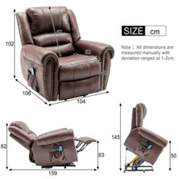Matteo Oversized Power Lift Recliner - Massage & Heat, Faux Leather with USB in Brown - thumbnail 6