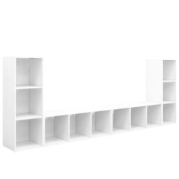 Berkfield Home TV Cabinets 4 pcs White 107x35x37 cm Engineered Wood - Size: 107 x 35 x 37 cm - thumbnail 2
