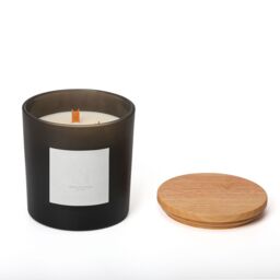 Aroma Naturals Frosted Decadence Glass Candle - Cashmere Scent in Black - Size: XL - thumbnail 3