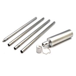 Harbour Housewares 12x Outdoor Flame Torches - Cylinder Metal Garden Fire Torch Lighting in Silver - thumbnail 5