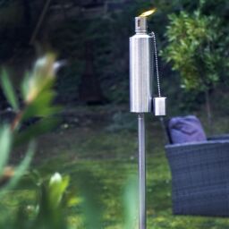 Harbour Housewares 12x Outdoor Flame Torches - Cylinder Metal Garden Fire Torch Lighting in Silver - thumbnail 7