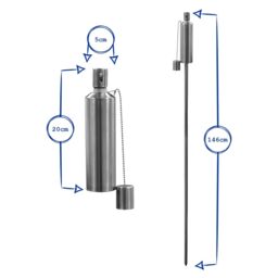 Harbour Housewares 12x Outdoor Flame Torches - Cylinder Metal Garden Fire Torch Lighting in Silver - thumbnail 4