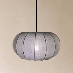 CGC Lighting Lila Black Oval Stretch Ribbed Cotton Fabric Lampshade - thumbnail 7