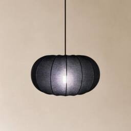 CGC Lighting Lila Black Oval Stretch Ribbed Cotton Fabric Lampshade - thumbnail 8